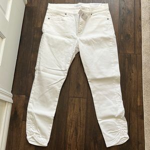 NEW LOFT Skinny Crop White Jeans w/ Scrunch Ankle Detail